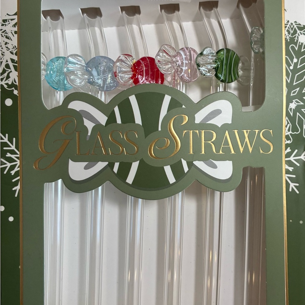 NIB Set of 6 Glass Straws with Candy Icons - Holiday Gift | Stocking Stuffer - Picture 3 of 5